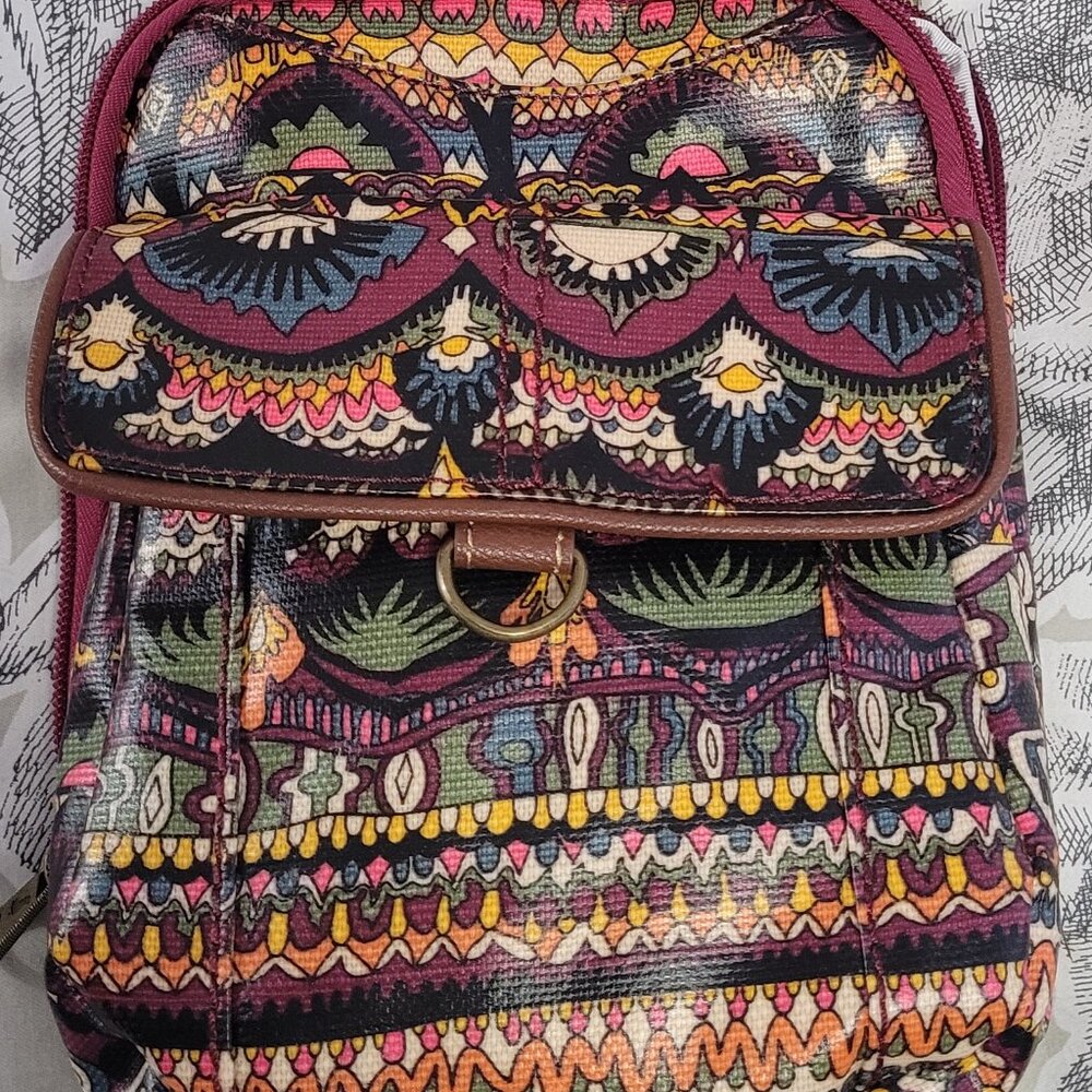 Sak Roots Cross Body/Shoulder Brown Multi-Color Boho Print Excellent Condition - Picture 2 of 8